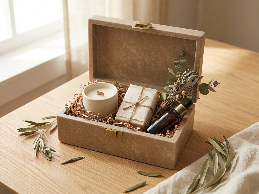 An open apothecary gift box